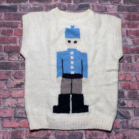 Jantzen Sweaters - Vintage Jantzen 80s Sleeveless Sweater Vest Toy Solider Hand Knitted Sz Medium